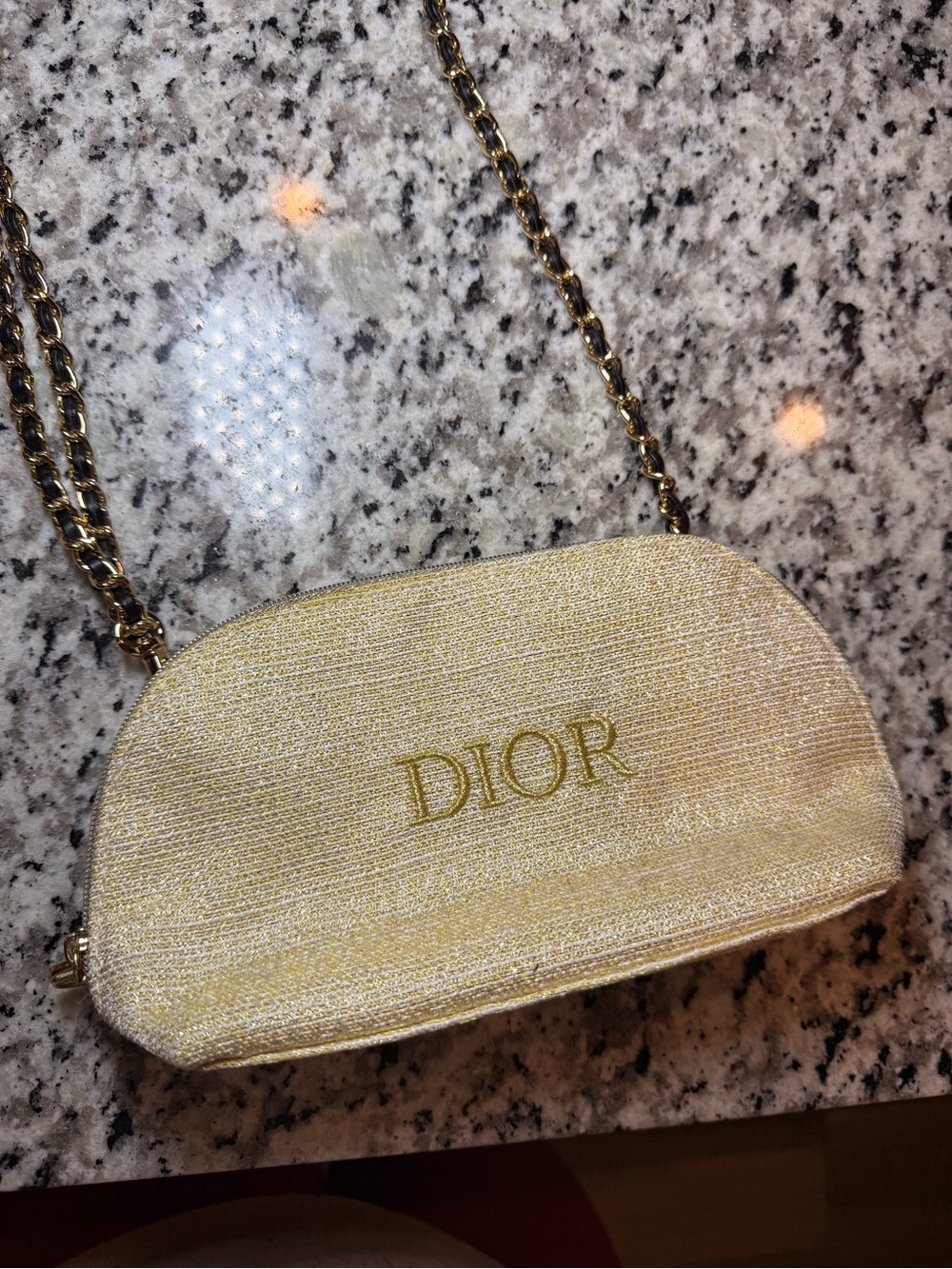 Dior Metallic Gold Crossbody Clutch with Chain Strap - Picture 2 of 8
